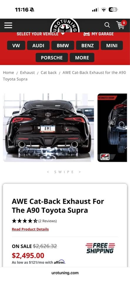Awe Touring Catback Exhaust - Resonated